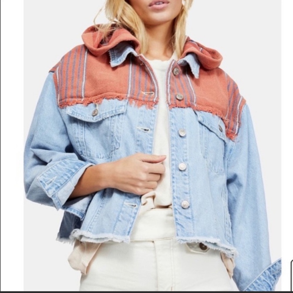 Free people Baja hooded jean jacket